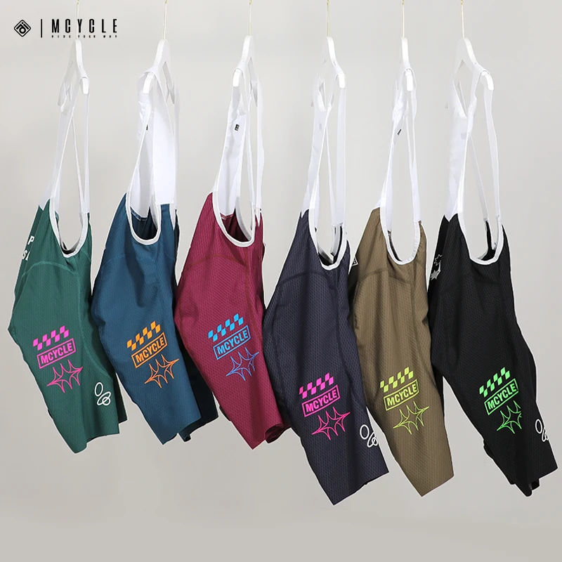 Mcycle New Design Cycling Bib Shorts Colorful Logo Bicycle Bib Breathable Padded Bicycle Shorts High-Waisted Unisex Cycling Bib