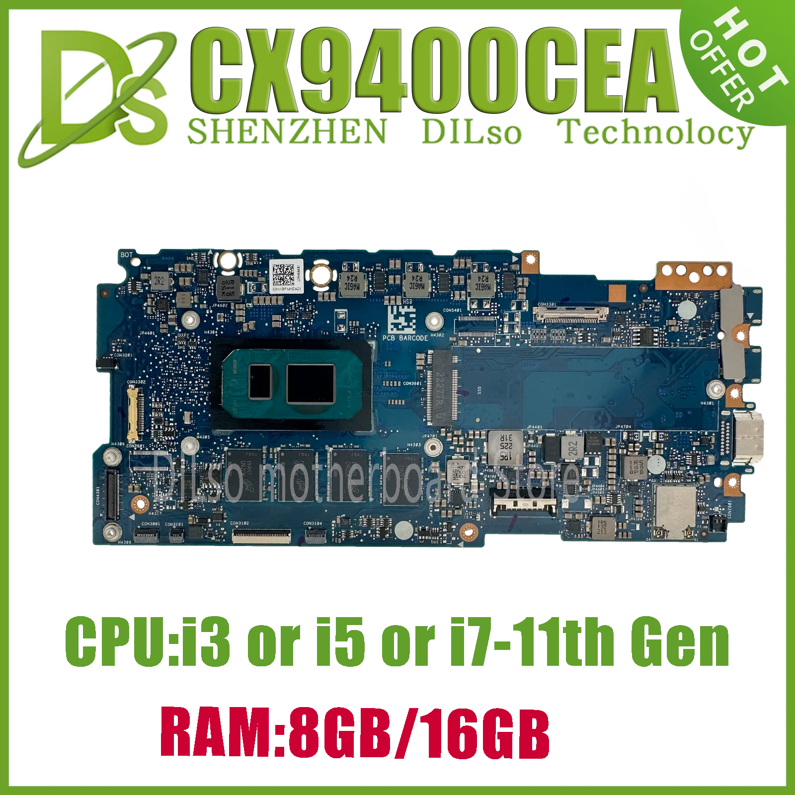 

KEFU CX9400CEA Notebook Mainboard For ASUS Chromebook CX9 CX9400 Laptop Motherboard i3-1115G4 i5-1135G7 i7-1165G7 RAM-8GB/16GB
