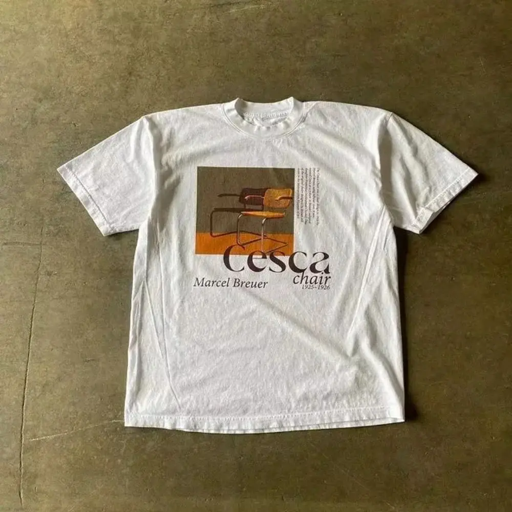 القوطي خمر Harajuku الكلاسيكية زهر الخوخ طباعة عادية الشارع قصيرة الأكمام Y2k كبير Kawaii تي شيرت الجولة الرقبة تي شيرت للجنسين #6