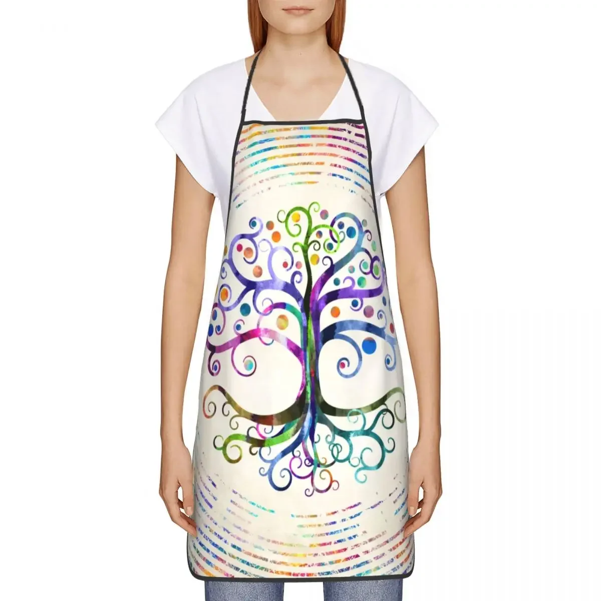 Watercolor Tree Of Life Funny Aprons Women Men Yggdrasil Adult Unisex Kitchen Chef Bib Tablier Cuisine Cooking Baking Painting