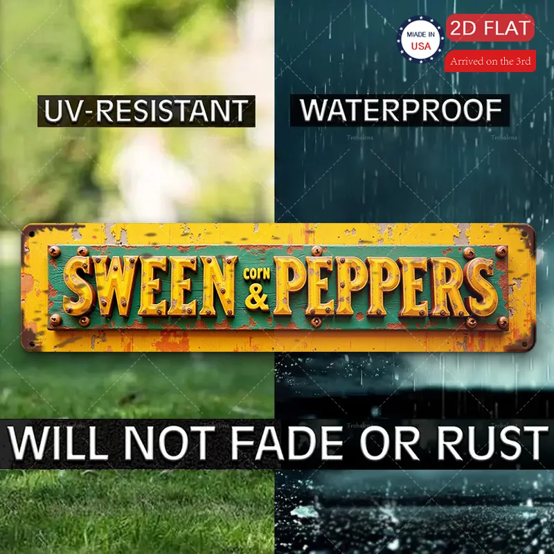 1 قطعة علامة معدنية ، 4x16 بوصة ريفي "الذرة المهرية والفلفل" علامة ، ديكور مزرعة عتيقة ، عمل فني على الطراز الأمريكي #4