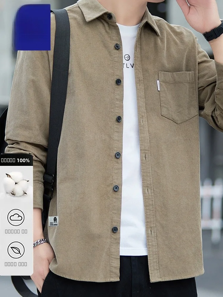 

Lormen Men's Long Sve Corduroy irt Faionable ket Design Pure Color Haome Spring Autumn Wear Busin Casual Cotton