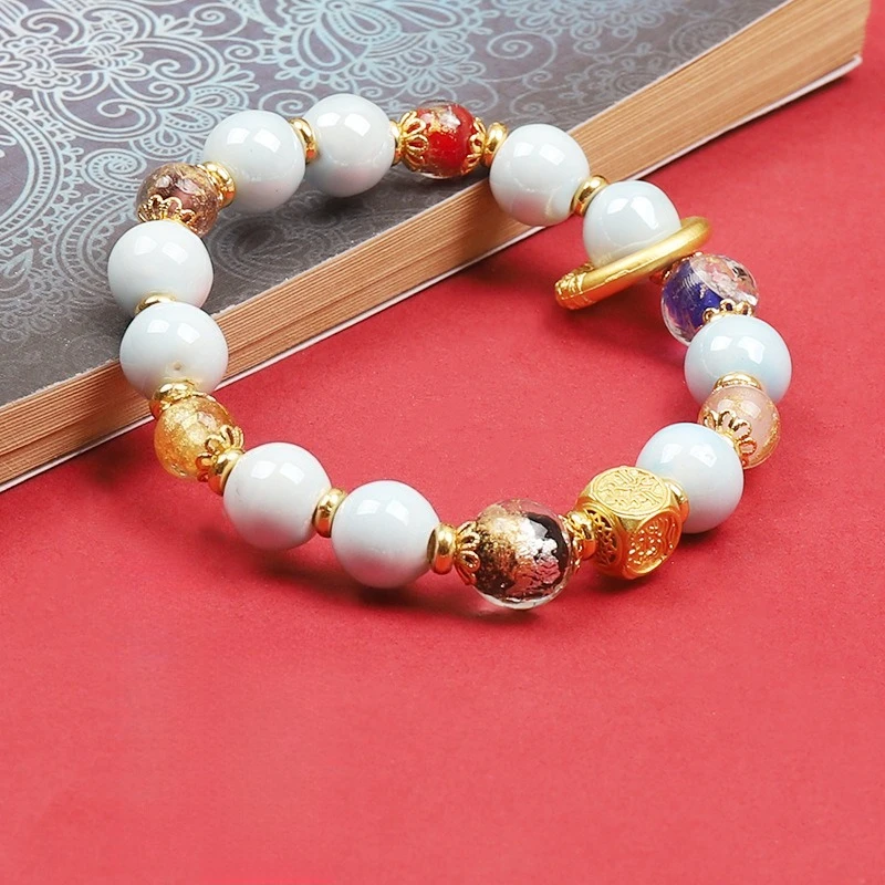 

Fragrant Ash Glaze Bracelet, Ladies, Ancient Incense Ash Porcelain Transfer Bracelet, Ethnic Style, Fashion Jewelry.