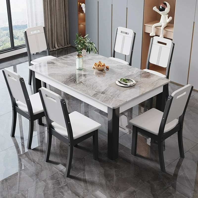 ^& Modern Dining Room Furniture: 8-Seater Table Set with Mid-Century Chairs, Stylish Furniture, Complete Family Dining Set