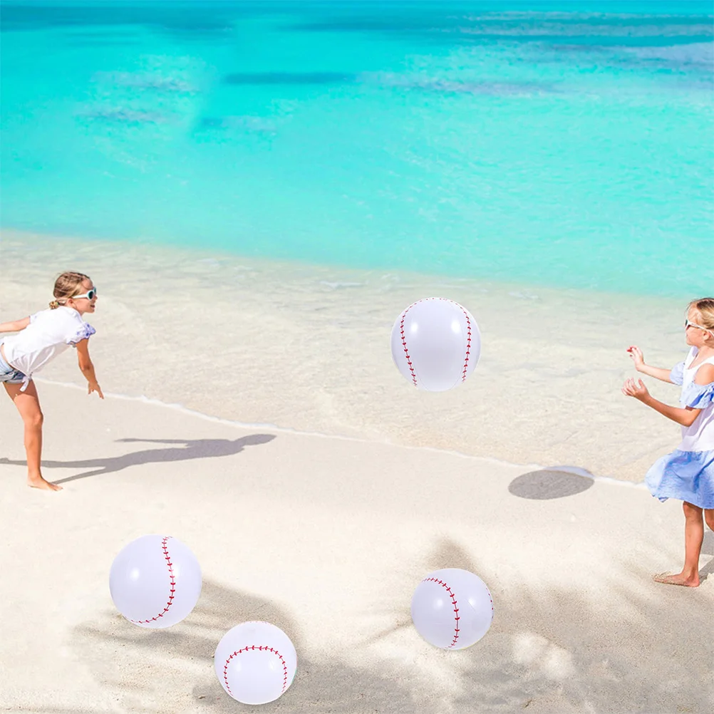 5Pcs Inflatable Sports Balls Realistic Design Summer Pool Beach Party Decor Beach Balls Children's Baseball Toys