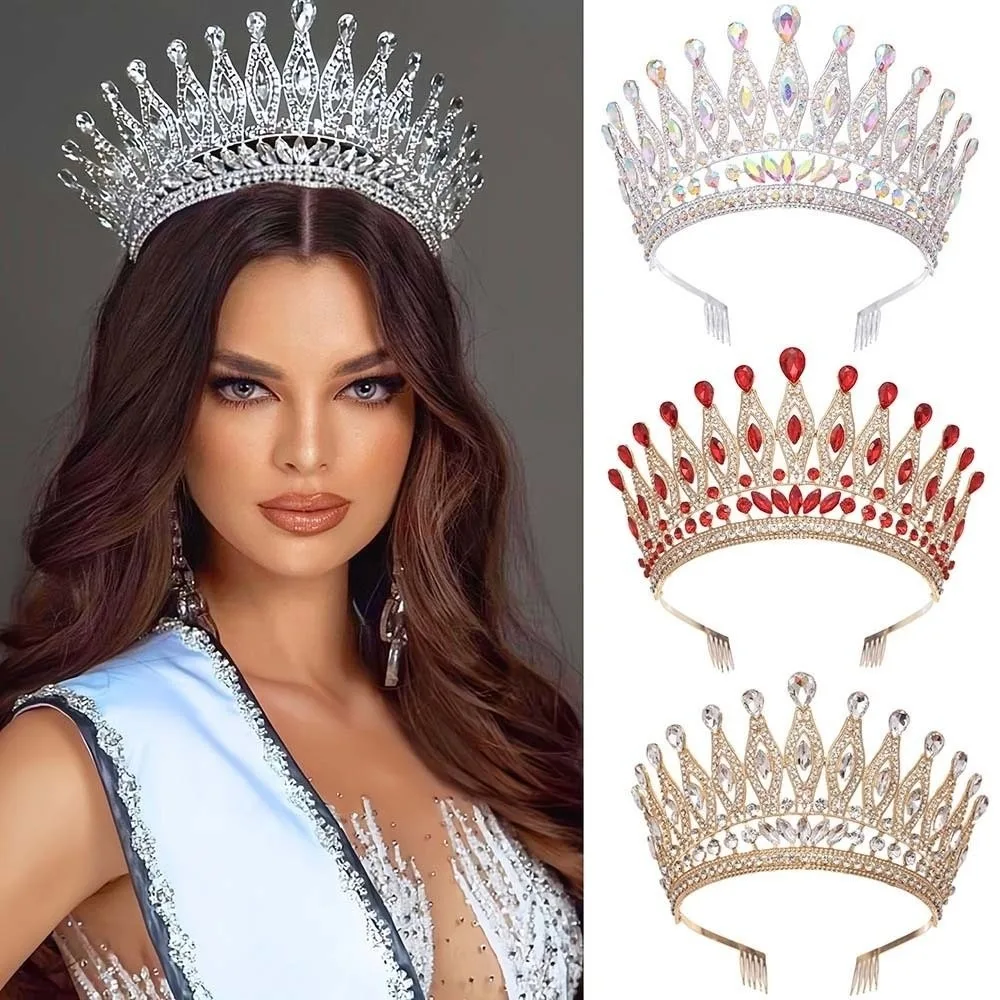 Luxury Vintage Baroque Crown Antique Bronze Shiny Queen Tiara Crown Multi-color Headwear Ancient Greece Tiara Wedding