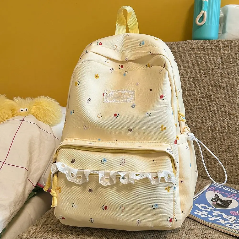 Large Capacity Campus Backpack Soft Nylon Material Preppy Style Design Commute Backpack High Aesthetic Value Lightweight