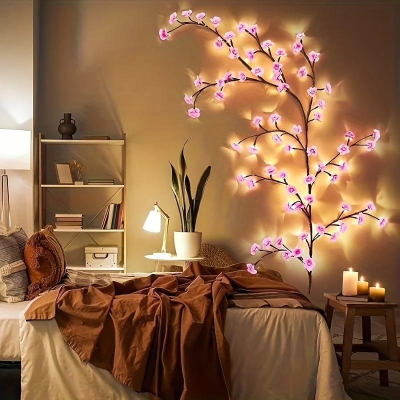 

72/96/144 светодиодные гирлянды розового цвета вишни с 8 режимами для дней рождения, Рождества, Хэллоуина и Дня Благодарения