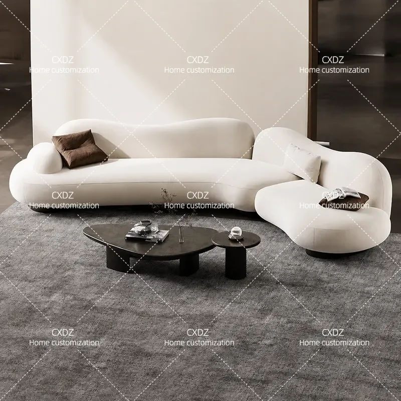 Premium Minimalist Curved Fabric Sofa Large Modern Simple Special Shaped Couch for Living Room New Flat Design
