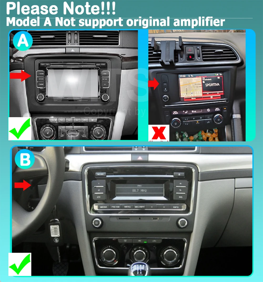 WITSON Car Stereo Auto Radio For Skoda Superb 2 B6 2008-2015 button auto media gps carplay 10.88'' screen