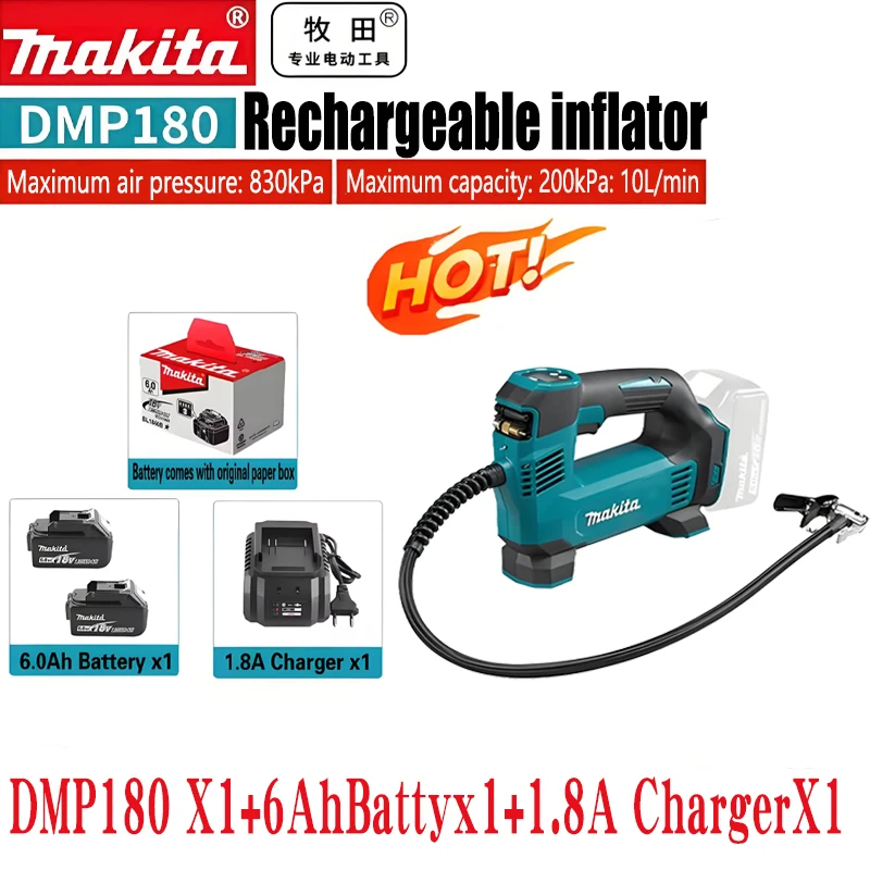 ☀️ Makita Draagbare Luchtpomp Automatische Draadloze Opblaaspomp Elektrische Luchtpomp Handheld Autoband Compressor Voor 18V Accu