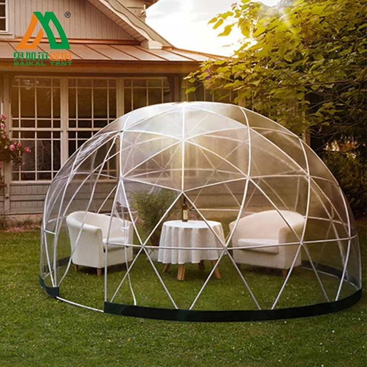 Outdoor luxury clear plastic garden dinning pod transparent igloo dome