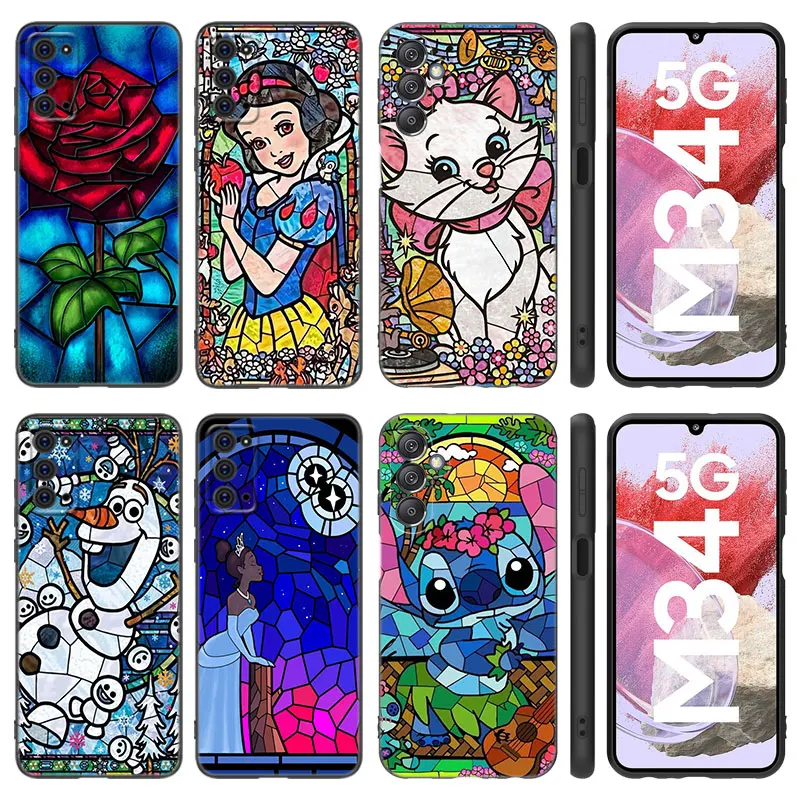 Disney Mosaic Princess Phone Case For Samsung Note 10 20 M04 M13 M32 M14 M23 M33 M34 M42 M52 M53 M54 M55 M11 M12 M21 M22 M31 M51