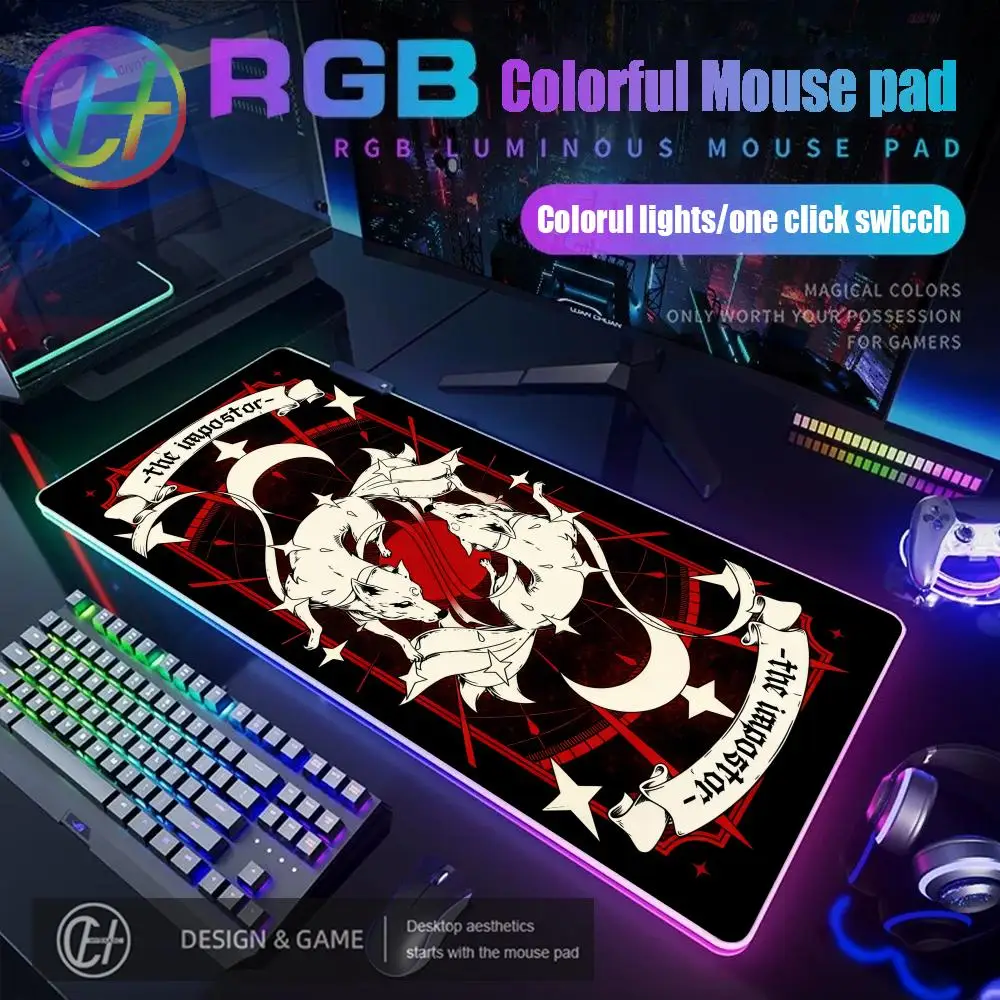 

HYBXAXC Dinosaur Tech Gaming Mouse Pad RGB Gaming Mouse Pad Desk Mat HD Gamer Large LED Light XXL