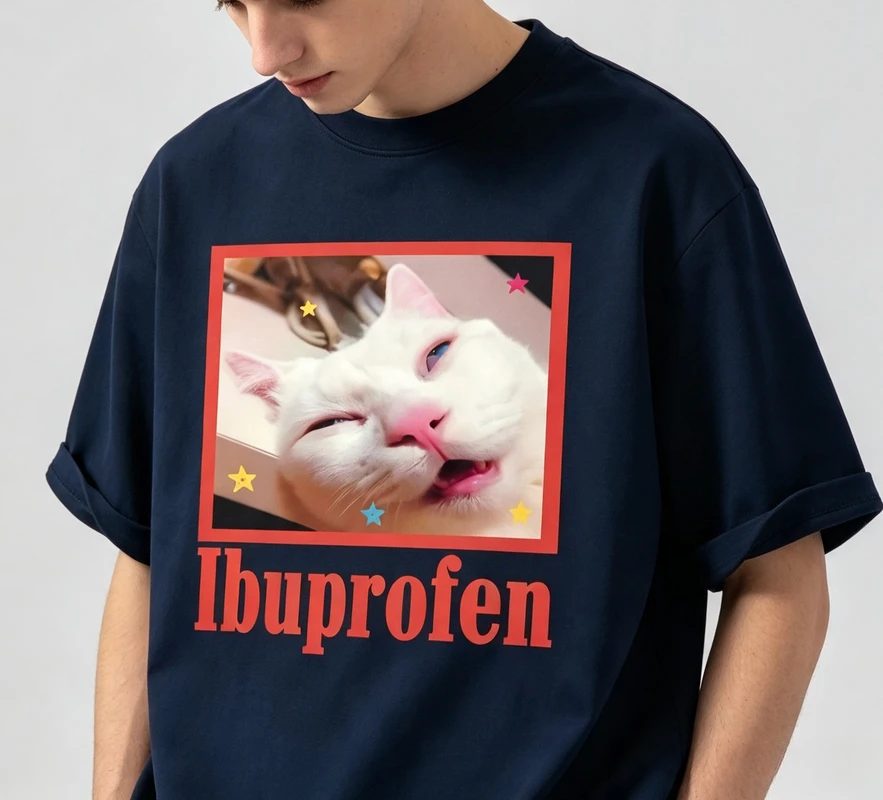 Funny Meme Cat Graphic T Shirt Cute Frame Print Short Sleeve Tees Casual Aesthetic Streetwear Unisex Summer Cotton Tops