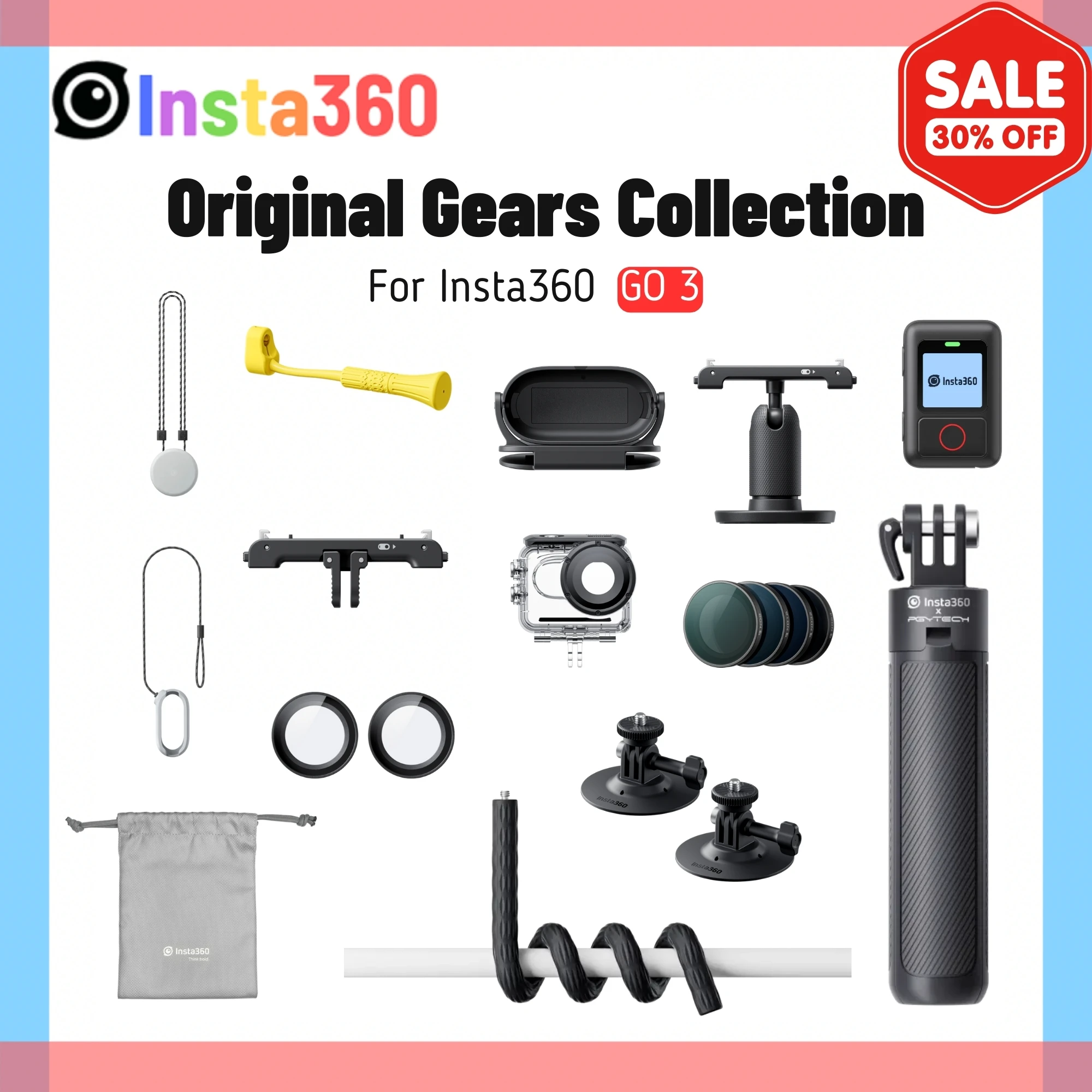 Insta360 GO 3 Accessories Collection Quick Release Mount Magnetic Pendant Safty Cord Screen Lens Protector Dive Case Carry Bag