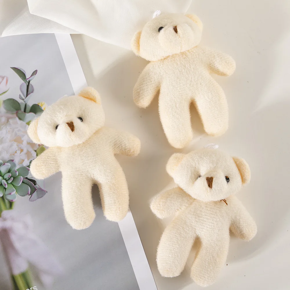 10PCS 12cm Little Bear Plush Toy Teddy Bear Doll Pendant Keychain PP Cotton Plush Toy Doll Toy Gift