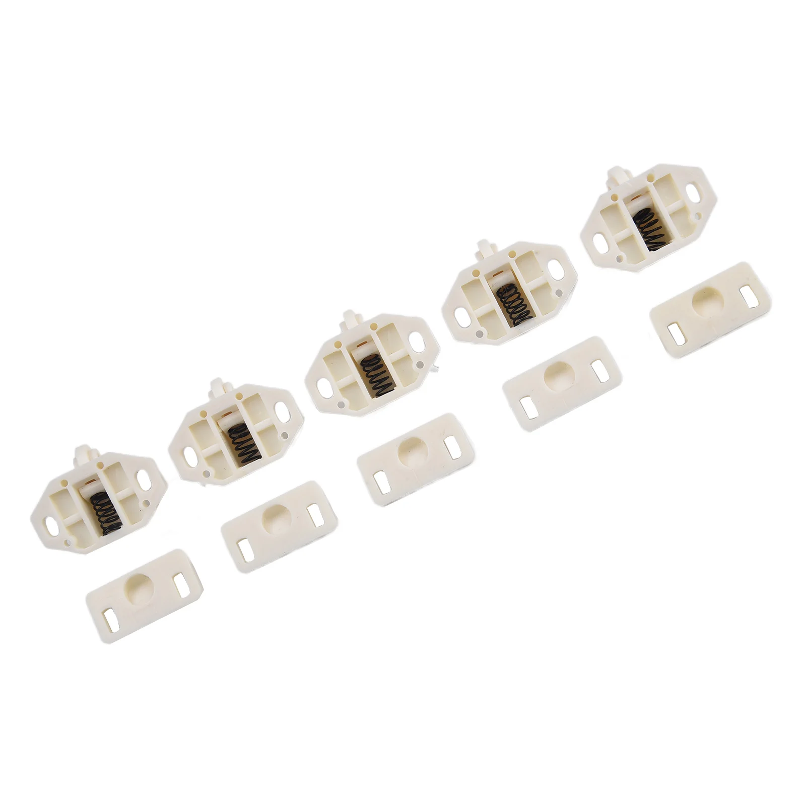 5 Unit Set of Door Roller Catches for Cabinet Furniture and Closet Doors with ABS Construction and Reliable Operation