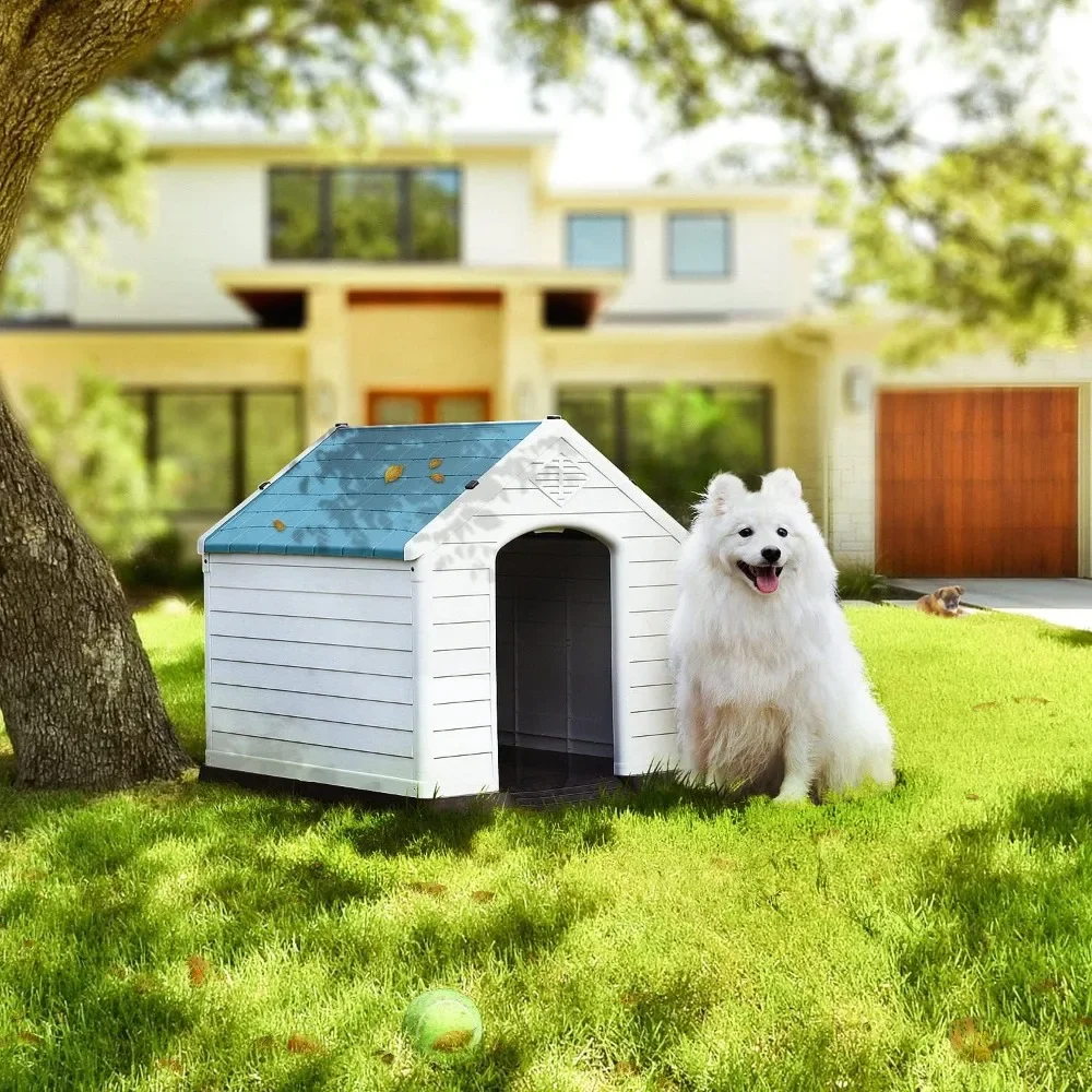 

Extra Large Dog House, 32 Inch Outdoor Dog Kennels, Waterproof Pet Shelter, Durable Plastic Puppy Shelter Kennel,Dog Supplies