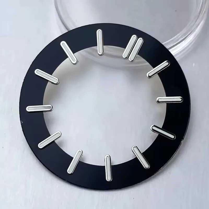 Zwart Wit 29mm Wijzerplaat voor NH70 NH72 NH71 NH35 Beweging Skeleton Hollow Dial Ring Lichtgevende Horloge Accessoires deel