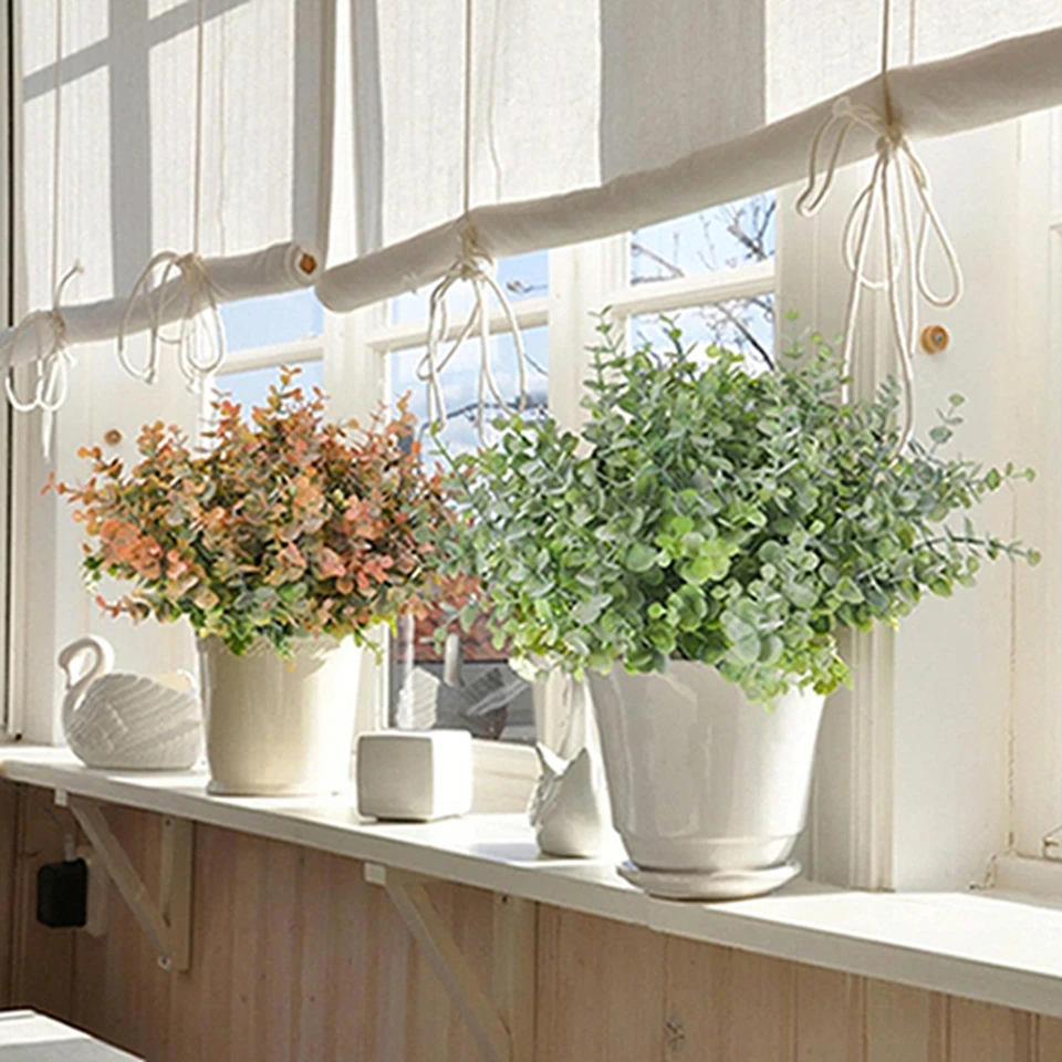 

1Pc Artificial Flowers Plastic Plants Leaves Green Eucalyptus Branch Yard Garden Vase Home Hot Sale Photgraph Prop Wedding Decor