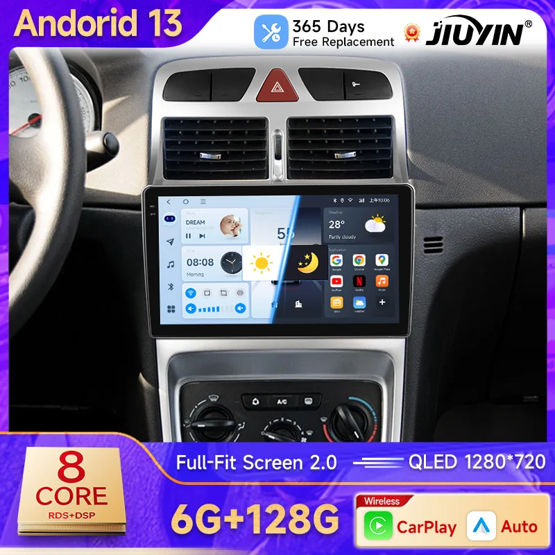 JIUYIN Car Radio For Peugeot 307 307CC 307SW 2002 - 2013 wireless CarPlay Android Auto car intelligent systems No 2 din 2din DVD