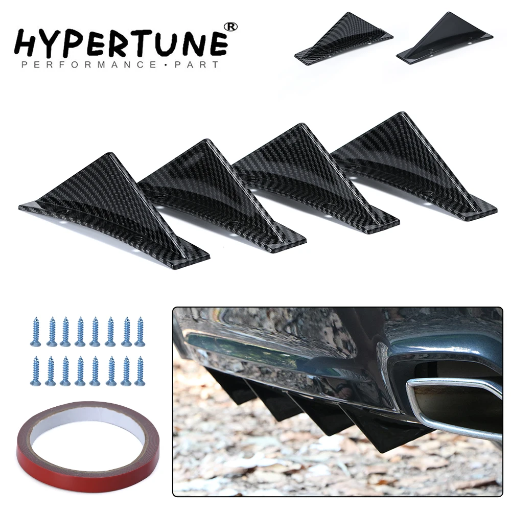 New Fashion Carbon Fiber Curved Car Rear Bumper Addon Lip Diffuser Shark Fin Universal Spoiler Car-Styling Car Accessories 4Pcs