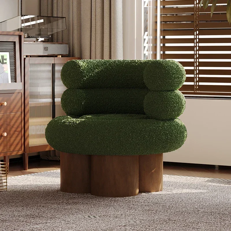 

French medieval cream wind marshmallow single sofa chair Internet celebrity cake roll lounge chair