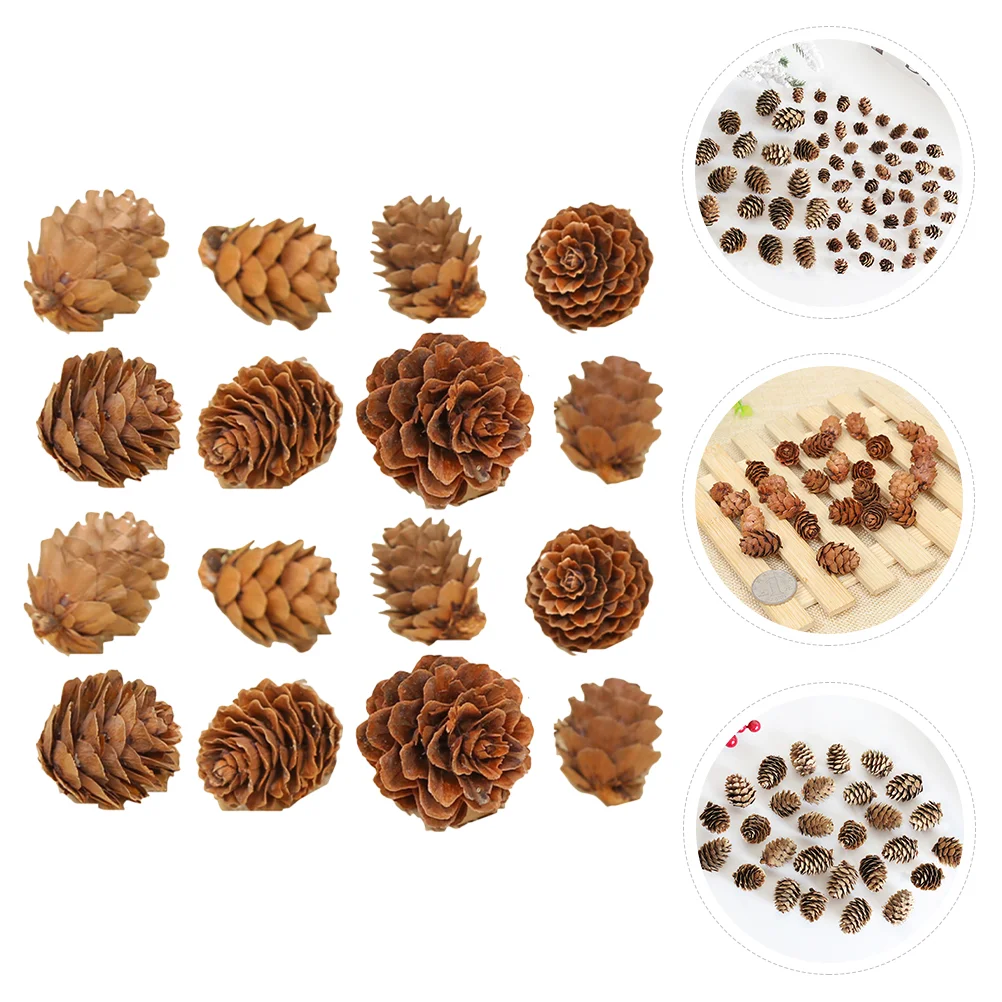 100 Pcs Songhwa Photo Props Holder Decor Mini Pine Cone Cell Long-lasting Decoration Wooden Christmas Hanging Ornaments