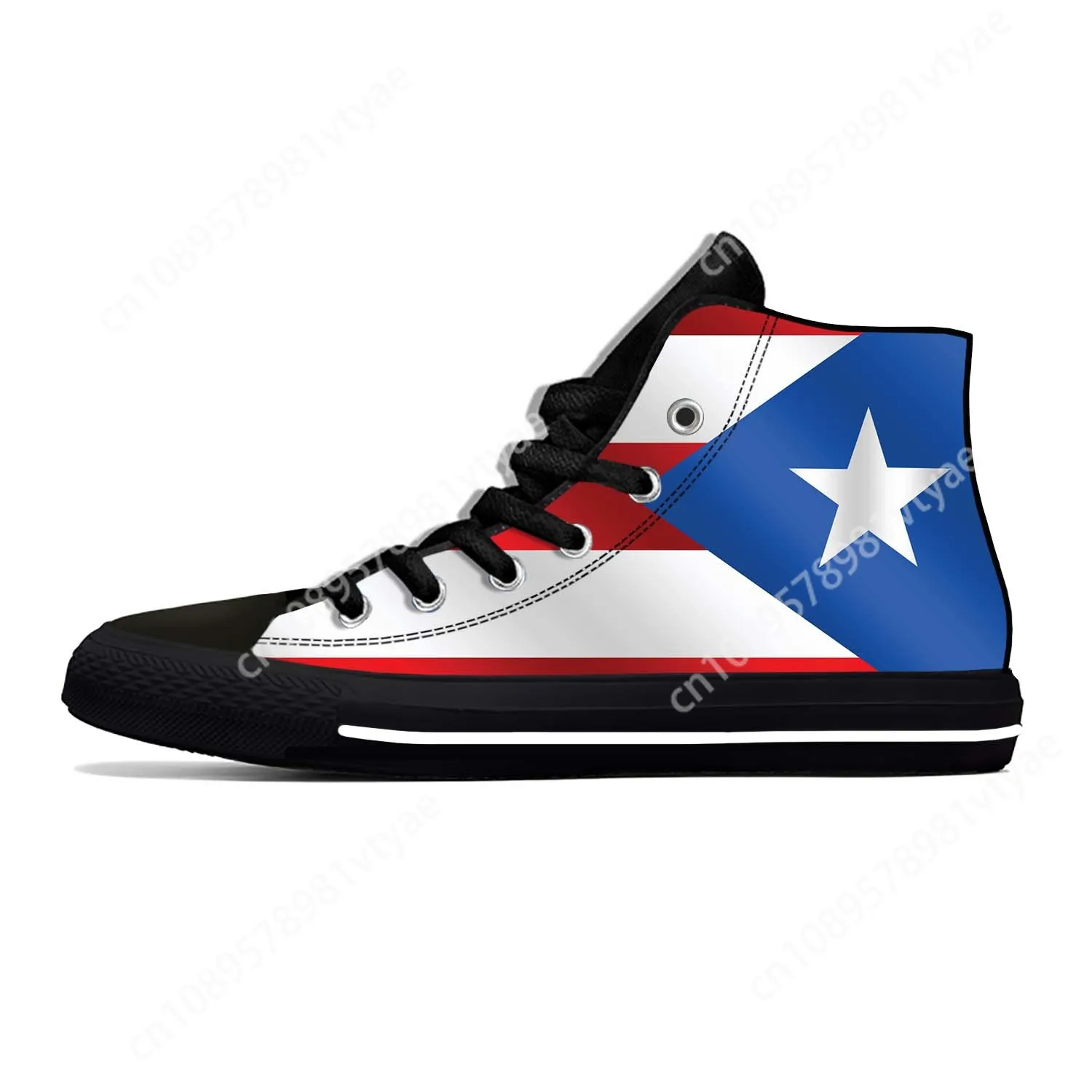 

Puerto Rico Rican Flag Patriotic Pride Cool Funny Casual Cloth Shoes High Top Comfortable Breathable 3D Print Men Women Sneakers