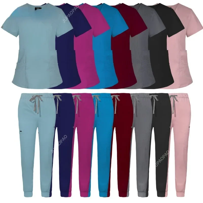 

Women Spa Uniform Stylish Veterinary Set Fashion Medical Suits Hospital Uniform Tops Jogger Pant Beauty Salon Dustproof Workwear