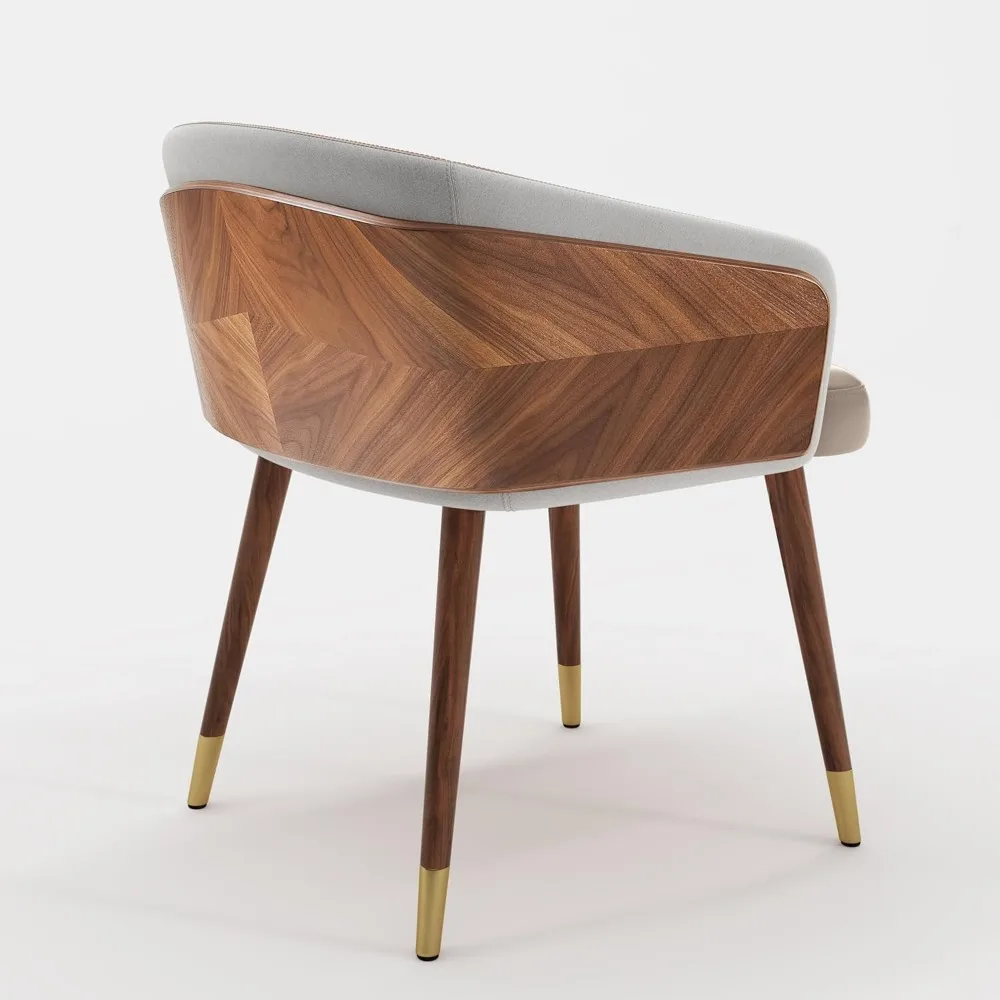 Moderne gestoffeerde eetkamerstoelen met accent, set van 2, midden van de eeuw kunstleer met walnoot voor keuken, kantoor wachtkamer arm zitten