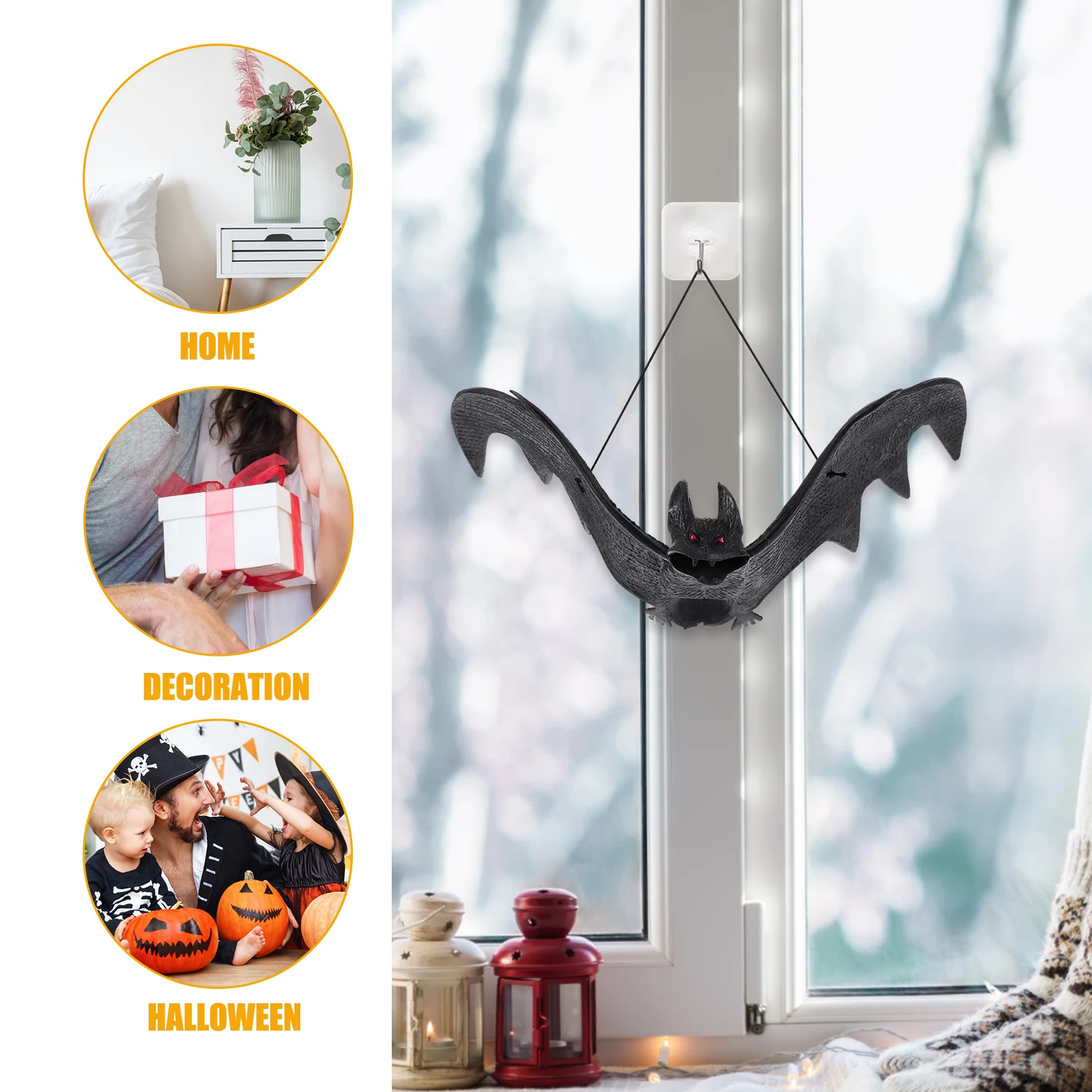 

4Pcs Halloween Bat Pendant Realistic Hanging Decoration Spooky Party Prop Garden Outdoor Decoration Halloween Bat Pendant