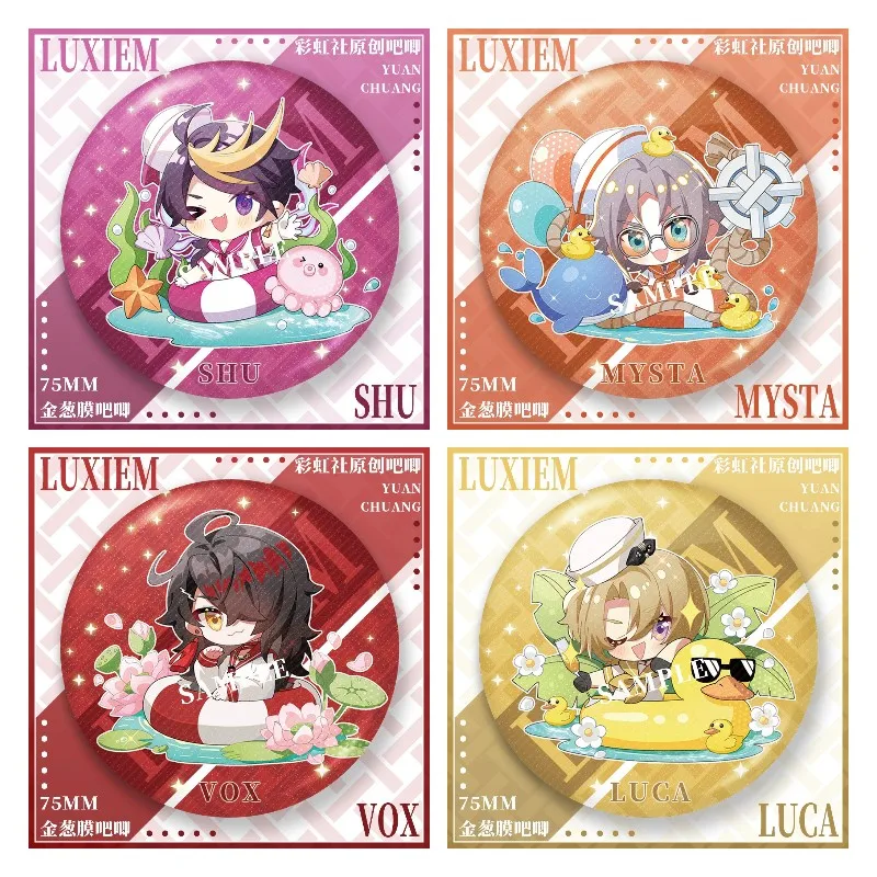 

Anime Nijisanji Rainbow Society Vtuber Figures SHU LUCA Vox MYSTA IKE Cosplay Metal Badge Cute Bag Pins Fans Brooch Xmas Gifts