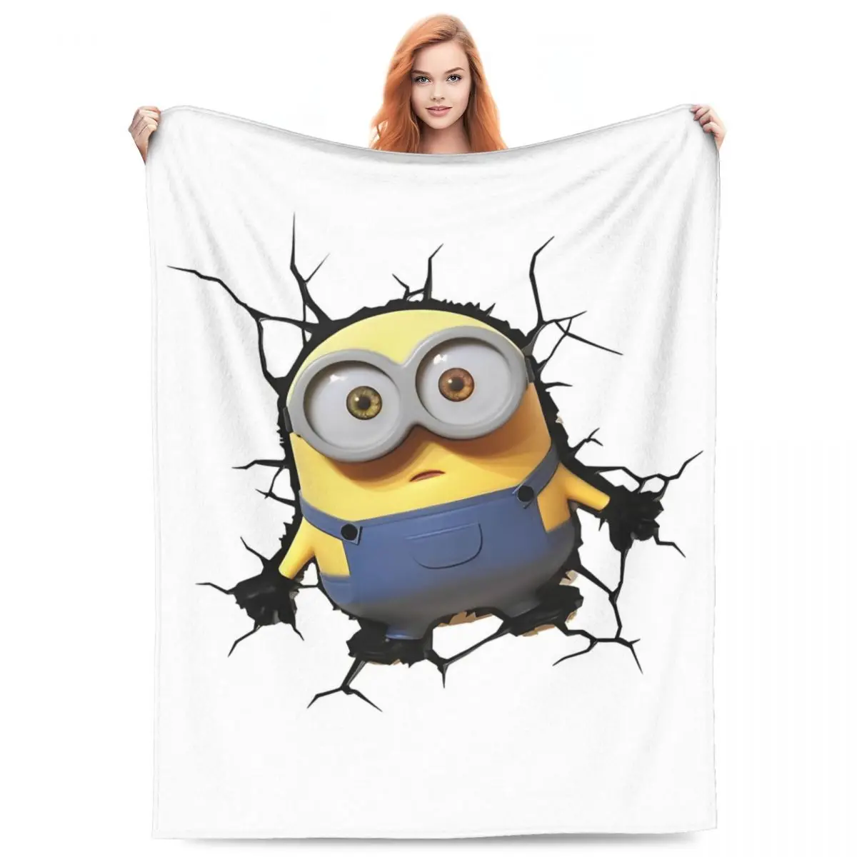 Minions Shocking Knitted Blankets Cartoon Funny Comedy Plush Throw Blankets Bedding Couch Personalised Lightweight Bedspreads