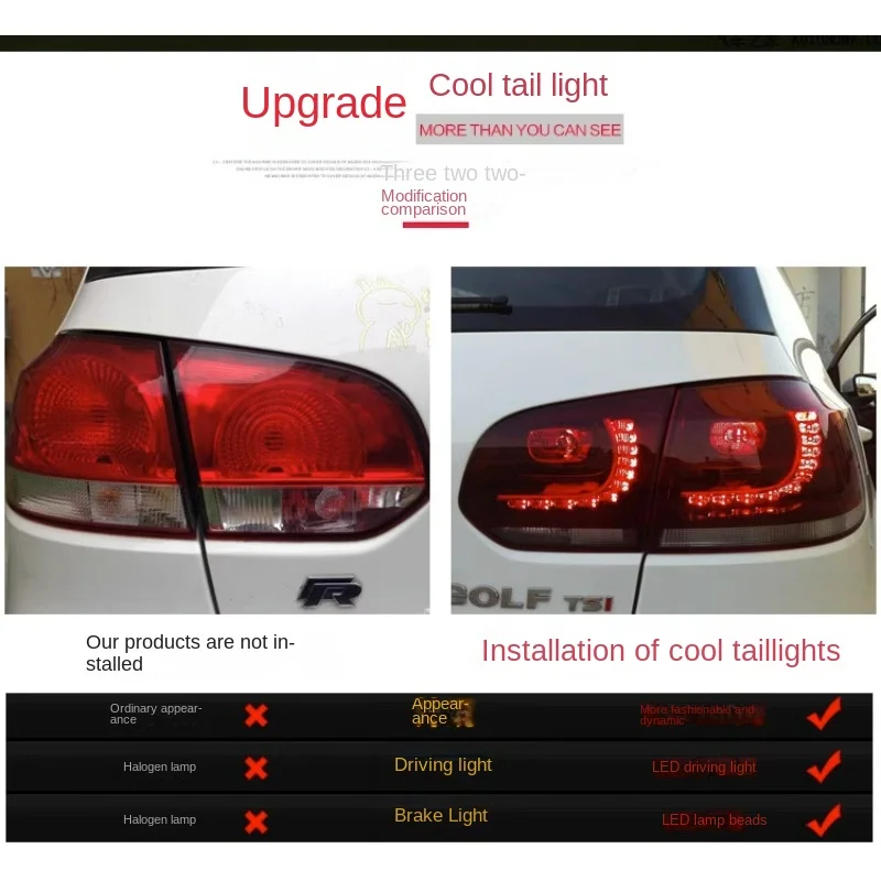 

For Golf 6 tail light modification, r20 tail light assembly, high 6gti modification, LED water steering, r20 tail light