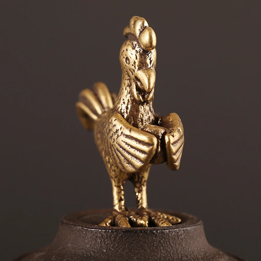 

2pcs Small Brass Chicken Keychain Pendant Diy Car Key Ring Decoration Retro Zodiac Ornament Desktop Hanging Adornment Durable