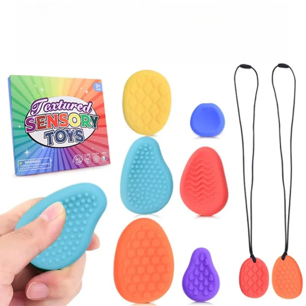 

6pcs Silicone Worry Stone Toy Safe Soft Sensory Fidget Toys ADHD Teens Calm Down Stress Relief Christmas Stocking Stuffers