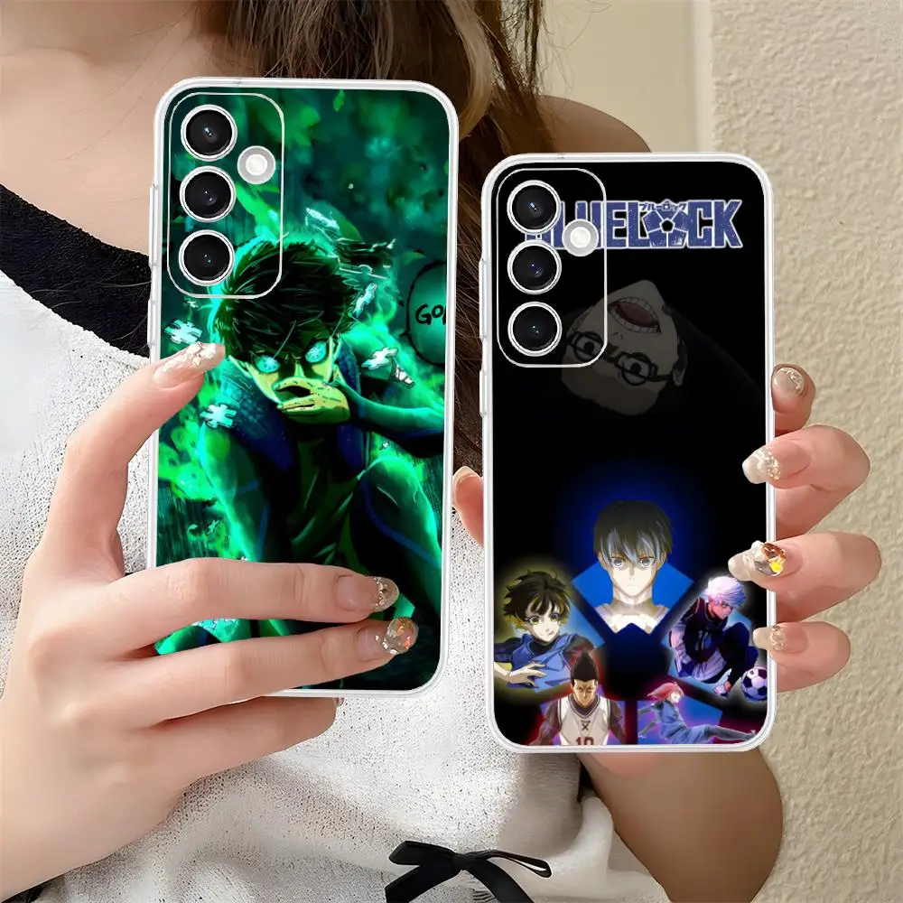 Blue Lock Isagi Yoichi Clear Mobile Phone Case for Samsung Galaxy S25 S24 S23 S22 S21Plus FE Ultra Colorful Cover