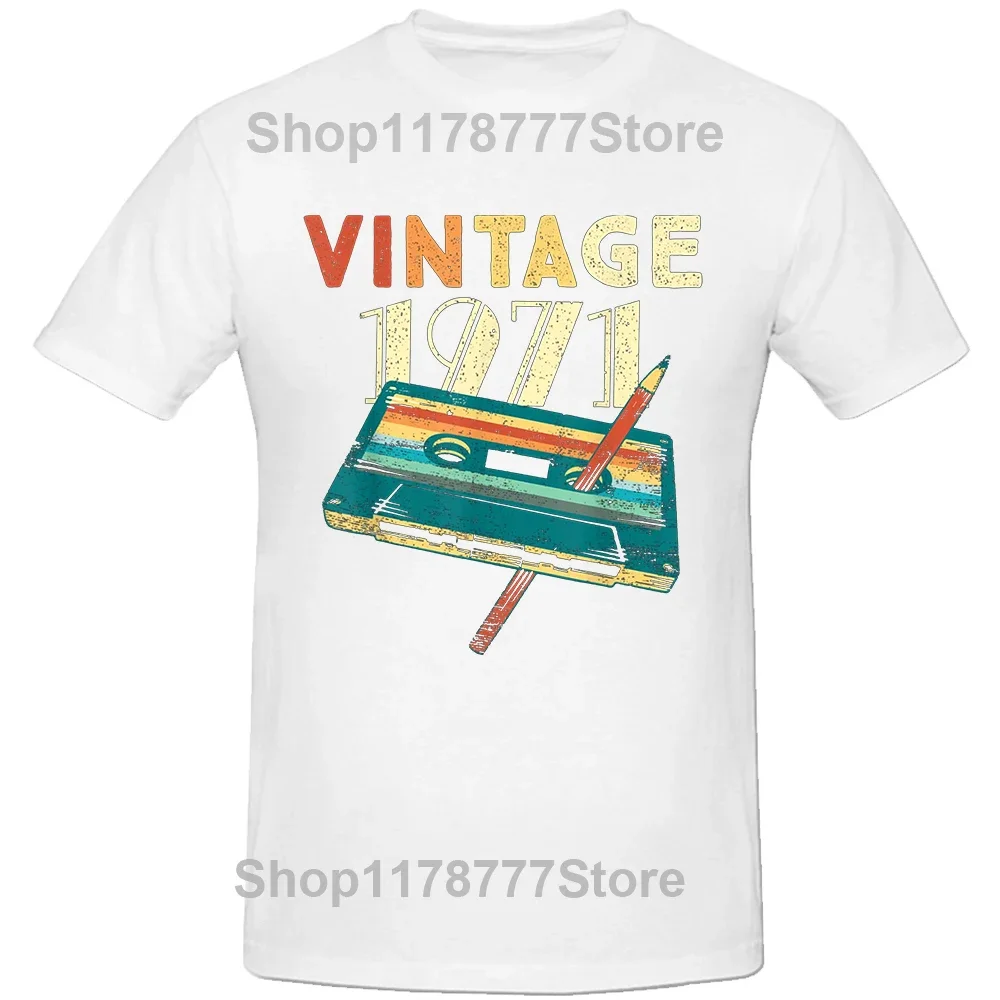 Vintage 1971 Music Cassette 53th Birthday Gifts 53 Years Old T Shirts Summer Music Lover Graphic Cotton Streetwear Daddy T-shirt