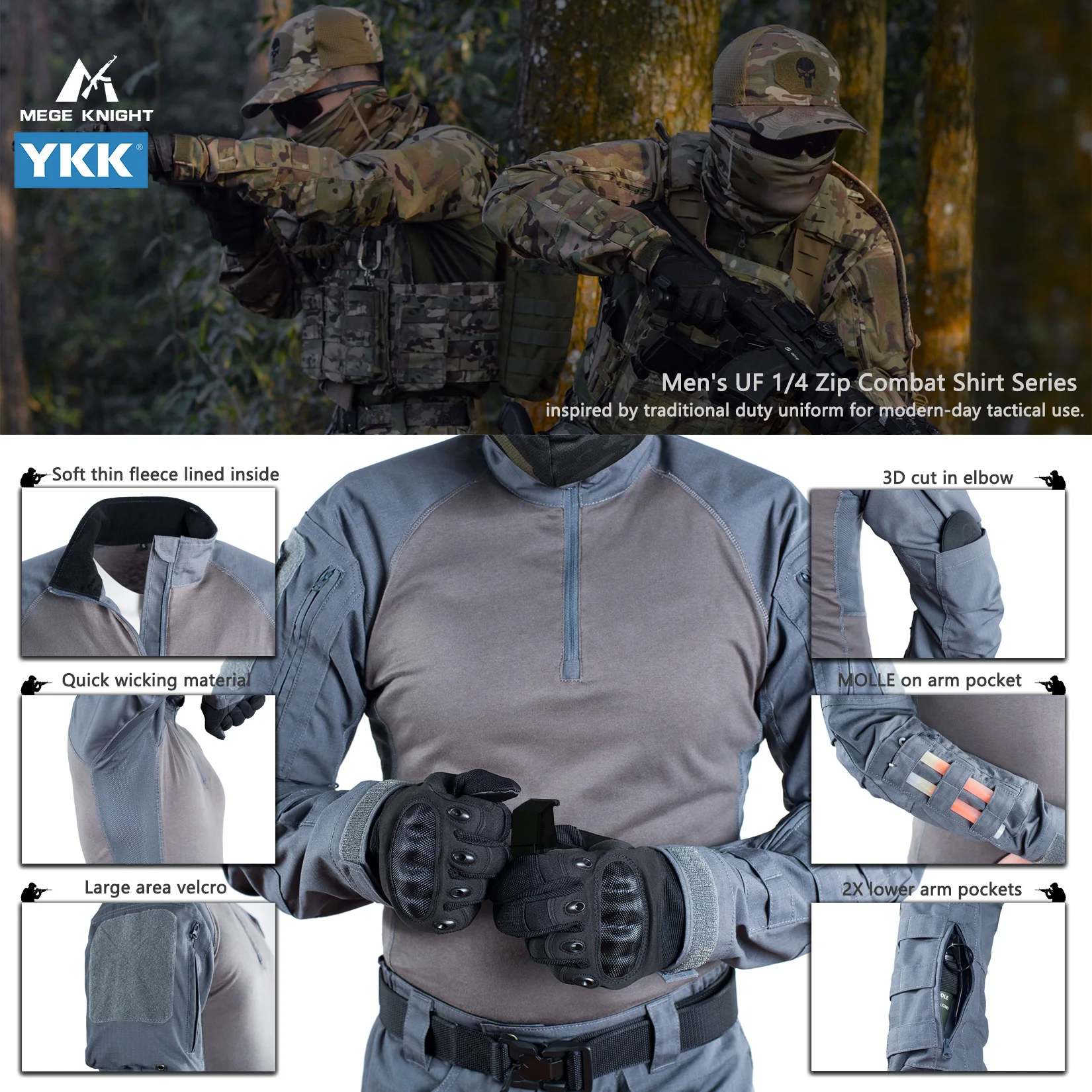 Men\'s Uniform Set Tactical Clothing Outdoor Hunting Gear US Shirt and Pants Multi Pockets