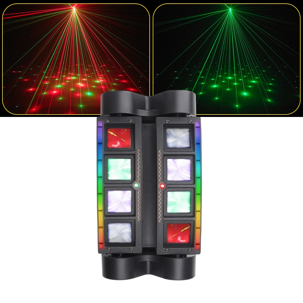 KEMAX 8X3W Mini Spider Moving Head Light RGBW Beam Strobe Effect DMX Disco Dj Party Lights Sound Activated Stage Lighting