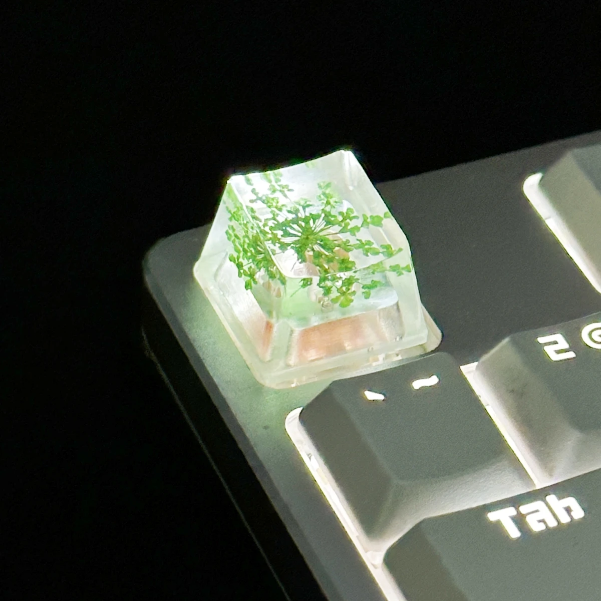 Kk-Cokio Drop glue DIY transparent dry spline cap True Flower Flower Snow bead flower Mechanical keyboard key cap High quality 1