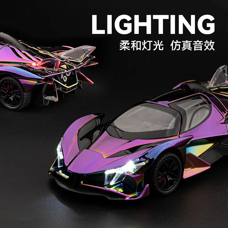 CHE ZHI1:24EVO symulacja modelu samochodu sportowego dźwięk i światło ciągnij do tyłu czterodrzwiowy samochód zabawkowy kolekcja najlepsze prezenty dla dzieci i dorosłych
