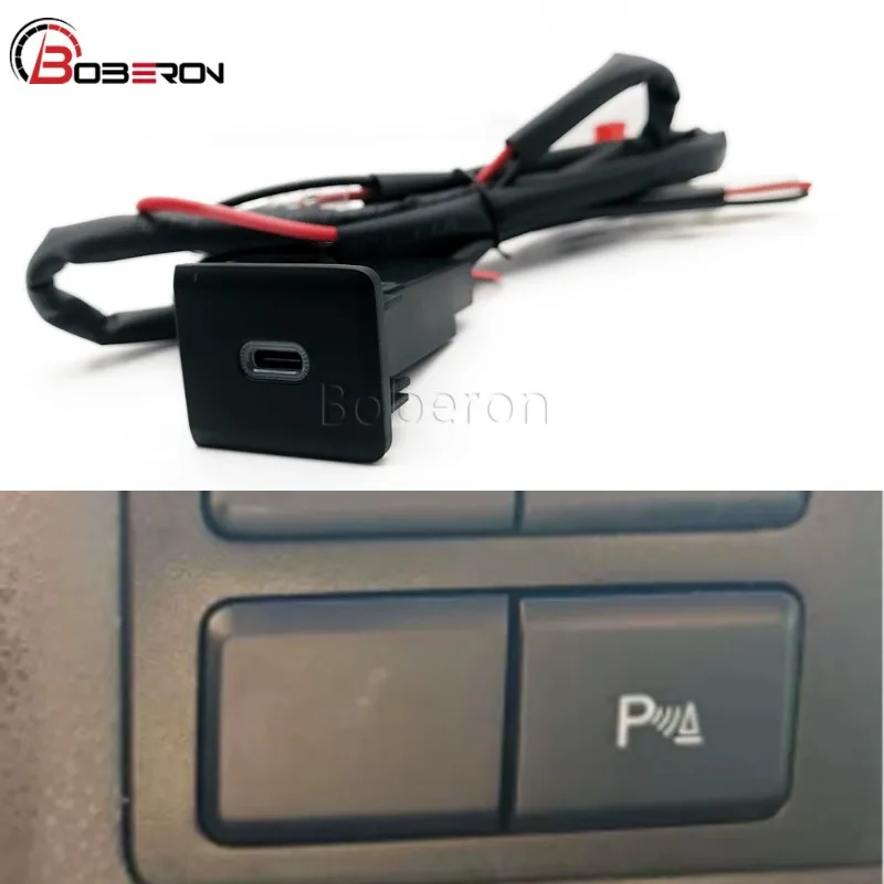 Car Charger Socket Type C PD Charging Outlet Power Adapter Phone Fit for VW Caravelle T5 Accessories Red LED 12V/24V