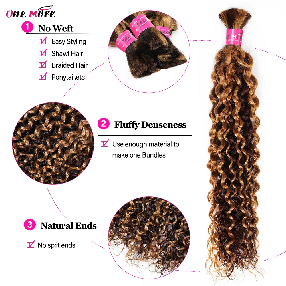 Bulk Human Hair For Braiding Wholesale Burmese Boho Braids Human Hair Extensions No Weft Highlight Curly Hair Bulk 3Bundles