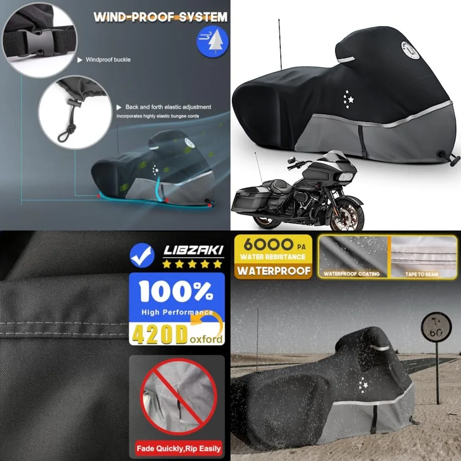 

Motorcycle Cover Storage for Touring Models Harley Davidson Road King, Road Glide, Street Glide, Electra Glide, Heritage Classi