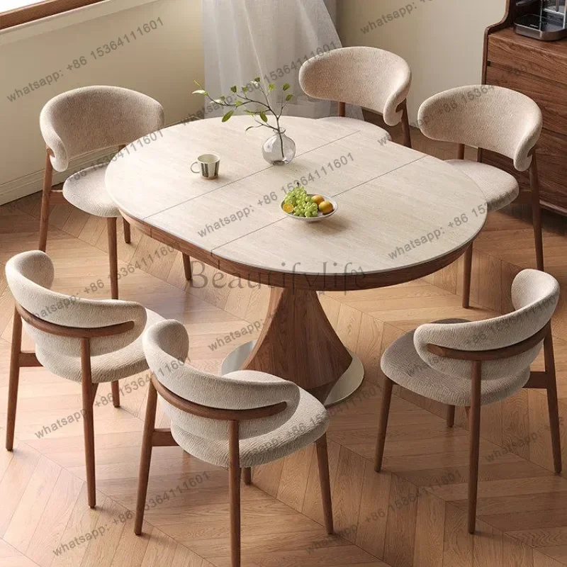 Any Size Custom Curved Edge Sintered Stone Dining Table Waterproof Anti Stain Easy Clean Minimalist Apartment Dining Room Decor