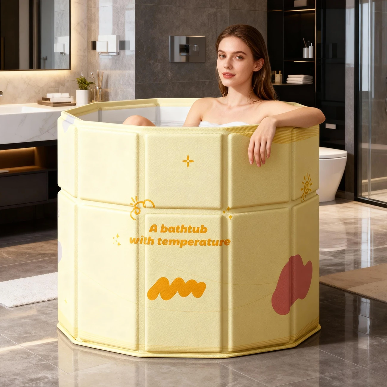 

1 шт. складная отдельно стоящая ванна для душа, ванны с горячим льдом и утолщенной термопеной для сохранения температуры