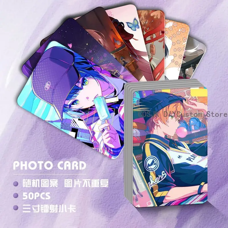 

Аниме проект Sekai Aoyagi Toya Shinonome Akito, коллекционная лазерная карта, карта для фанатов, фото открытка, изображение, подарок на день рождения, 50 шт.